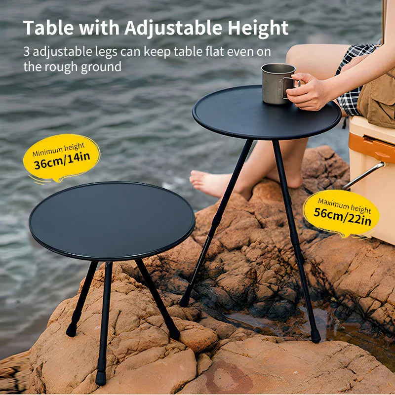 Camping Round Folding Table Black