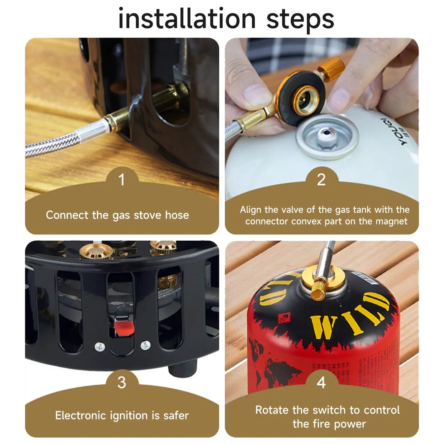 19800W Camping Stove 7-Core Fire Holes Black