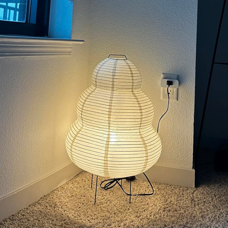 LED Rice Paper Desk Lamp Tricolor Dimming Bedside Light White