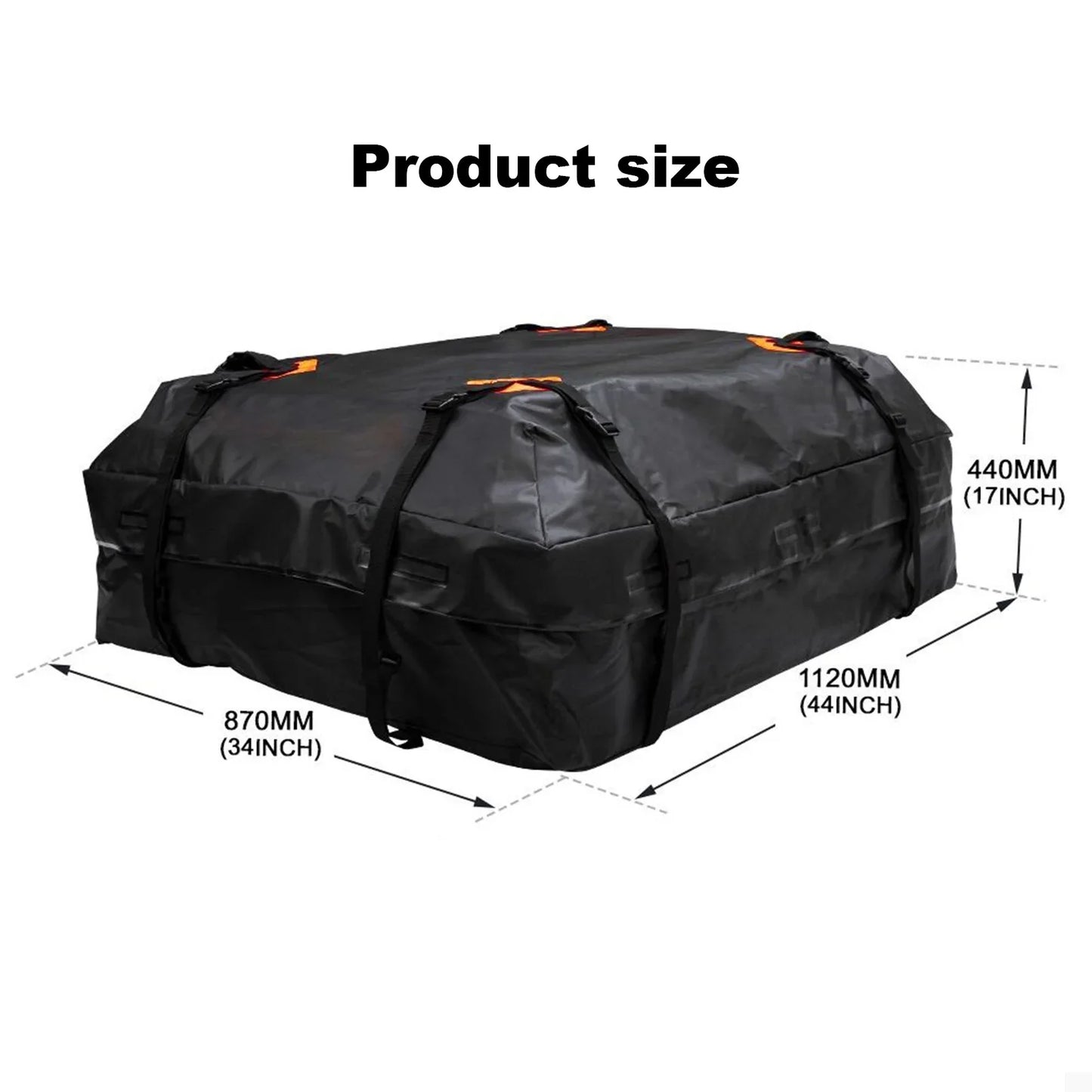 Waterproof Car Roof Cargo Bag 425L Universal Travel Storage Carrier Black