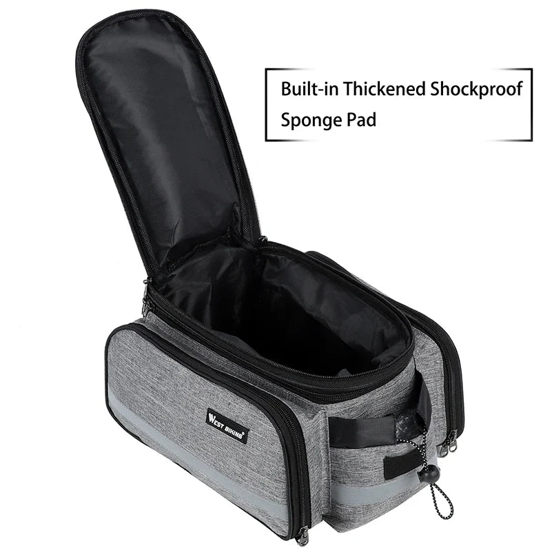 Expandable Rear Rack Bike Bag Trunk Pannier Grey