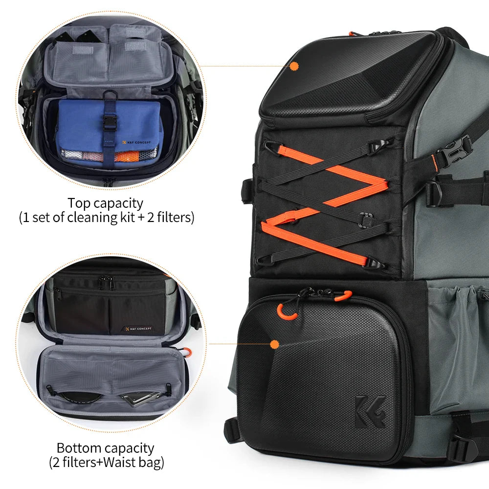 2-in-1 Camera Backpack And Sling Waist Bag Grey