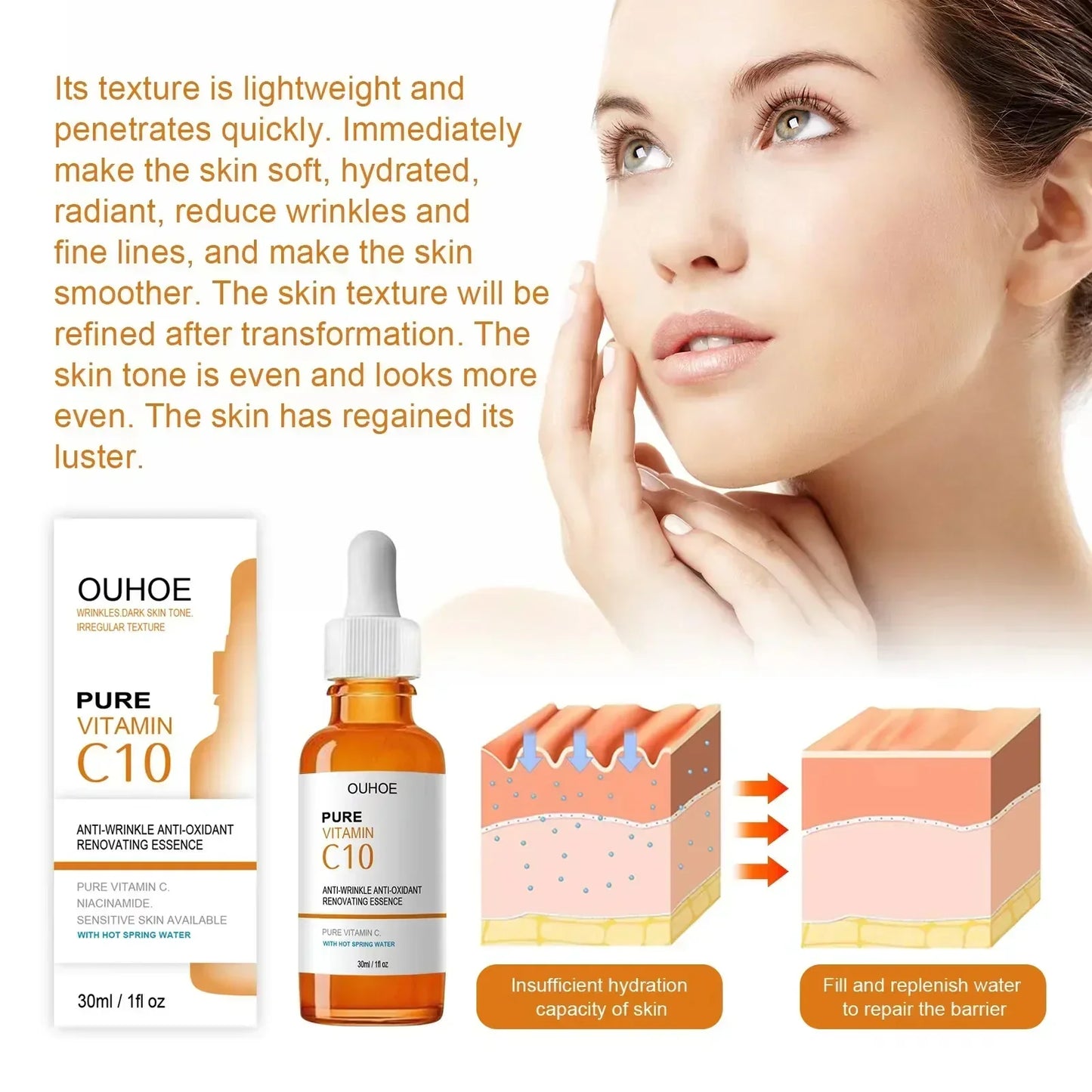Wrinkle Remover Face Serum - Lifting, Firming, Anti-Aging Essence with Vitamin C