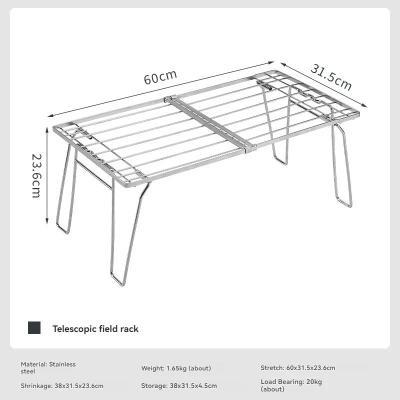 Stainless Steel Telescopic Folding Storage Rack Stand Silver