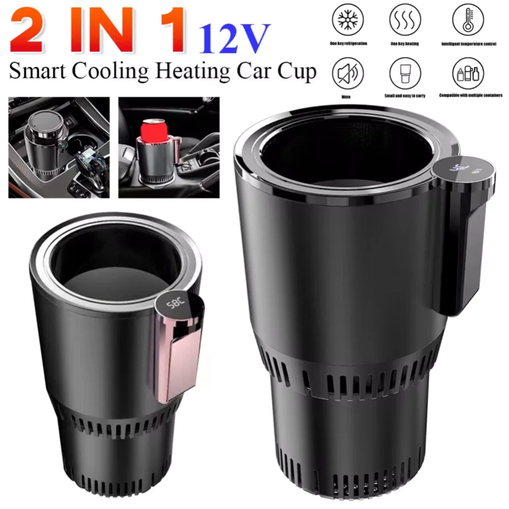 Portable 2-in-1 Car Cup Cooler & Warmer–12V Auto Beverage Balck