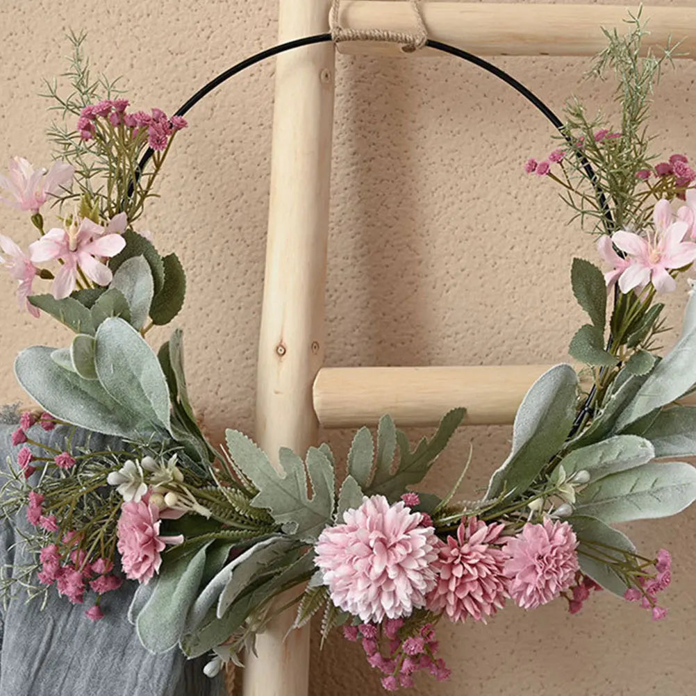 Charming Pink Floral Valentine's Wreath | Home Décor | 16" Artificial Door Decoration