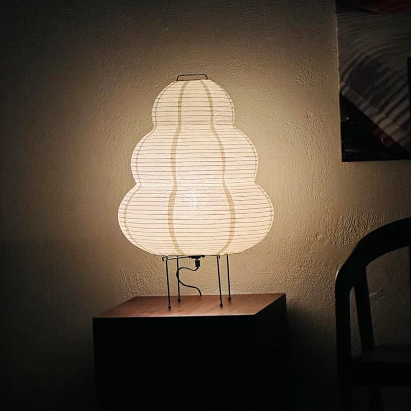 LED Rice Paper Desk Lamp Tricolor Dimming Bedside Light White