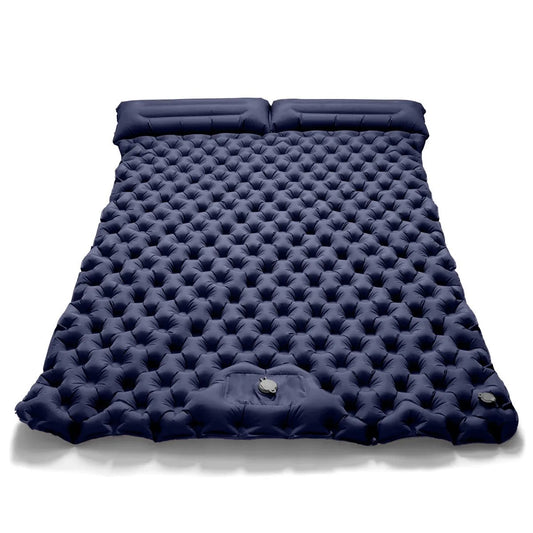 Double Sleeping Pad Inflatable Camping Navy Blue