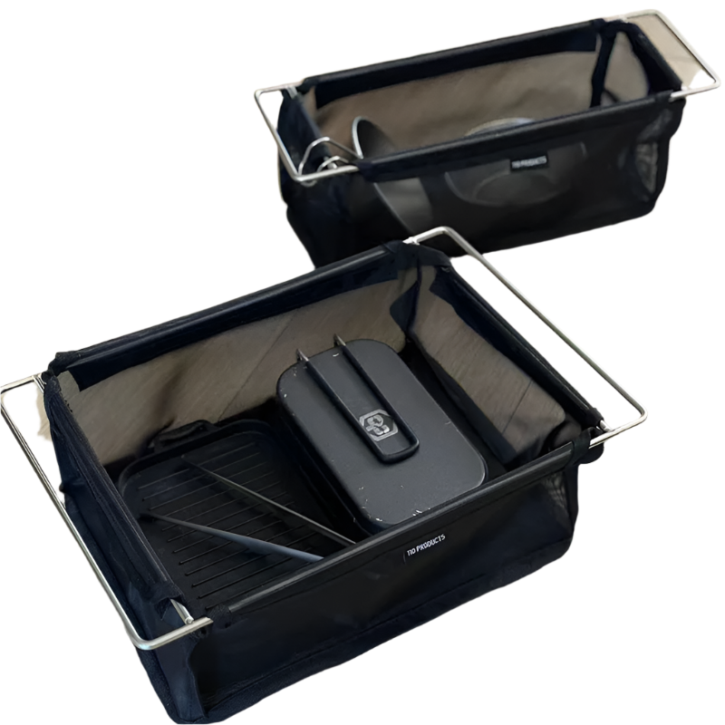 Folding Camping Mesh Basket Drainable Storage Bag Black