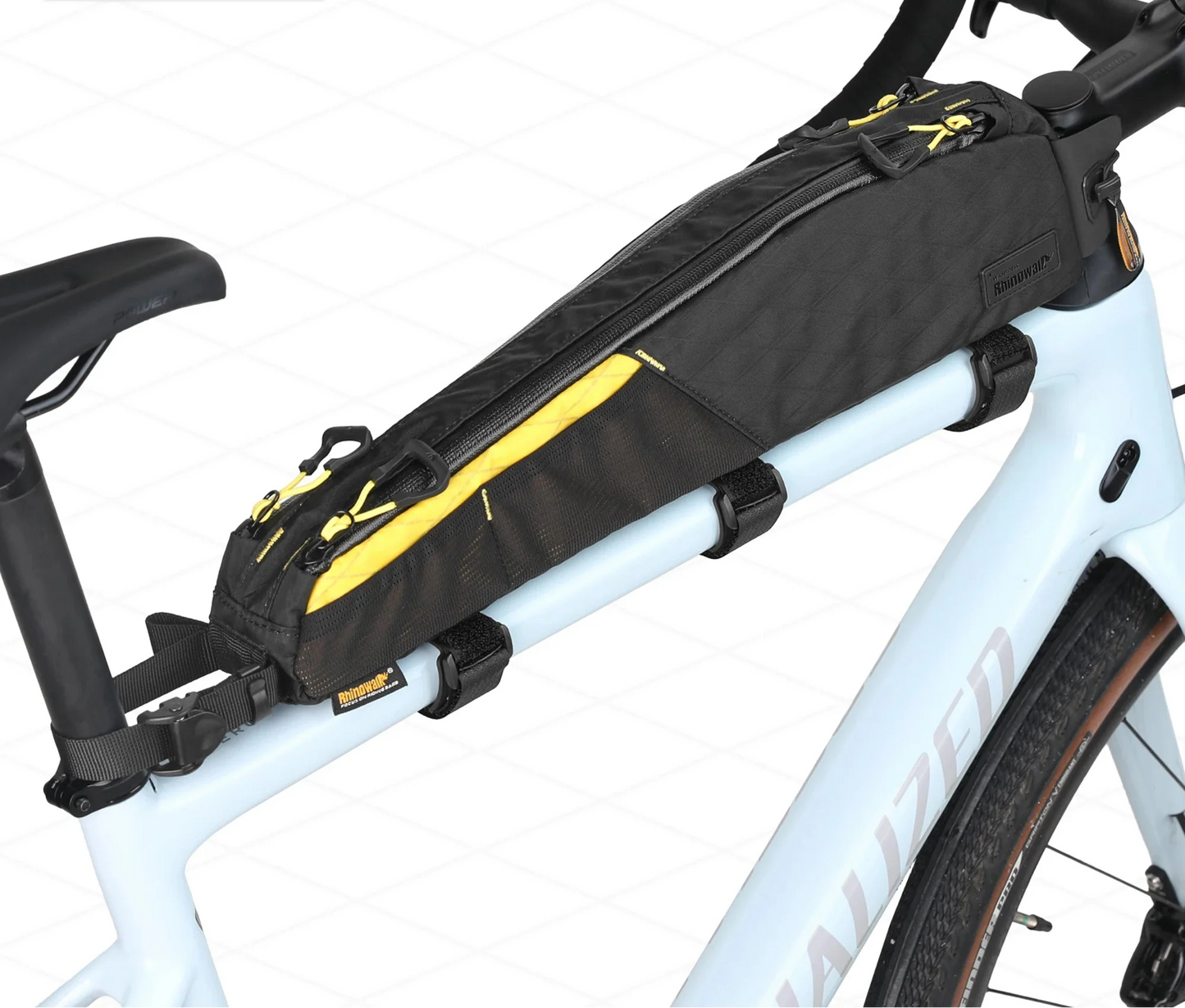 Large Water-Resistant Top Tube Bike 2.1L Extra-Long Frame Bag Yellow