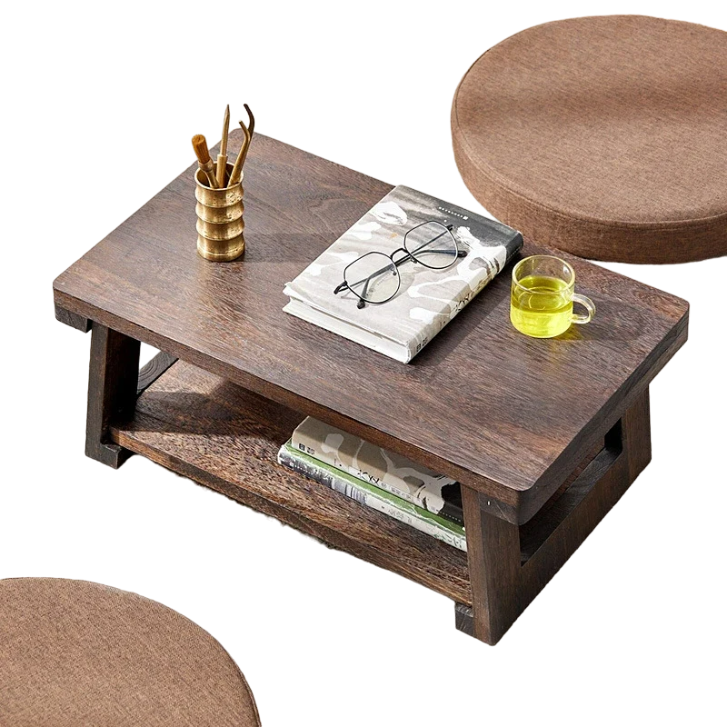 Adjustable Solid Wood Tatami Tea Table - Versatile Folding Japanese Household Furniture