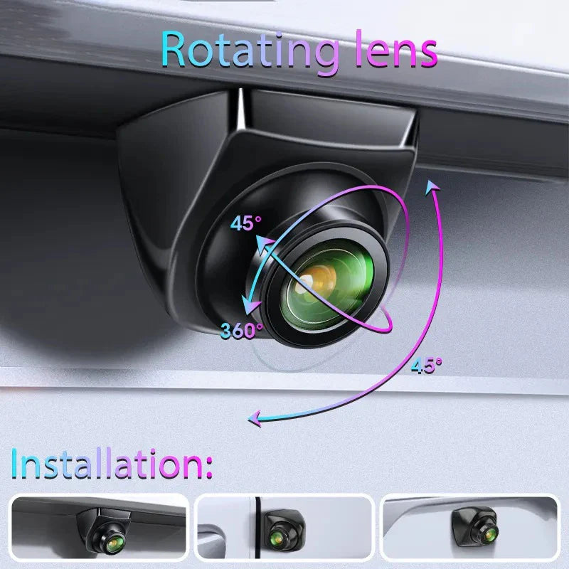 720P Rear View Camera Fisheye Lens IP68 Waterproof Full HD Black