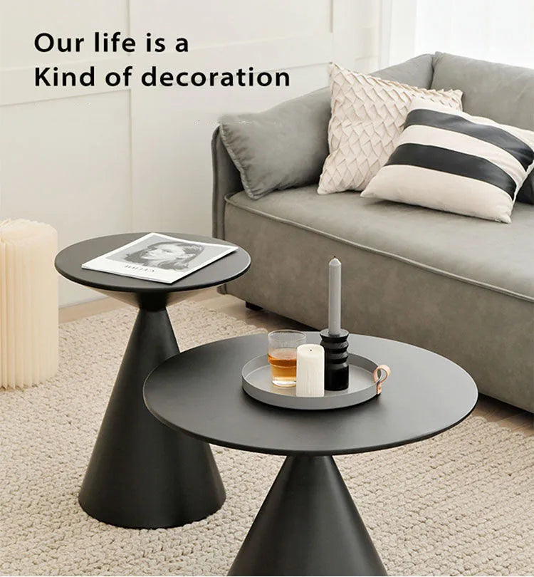 Elegance Defined: Handcrafted Round Metal Coffee Table in Small Black