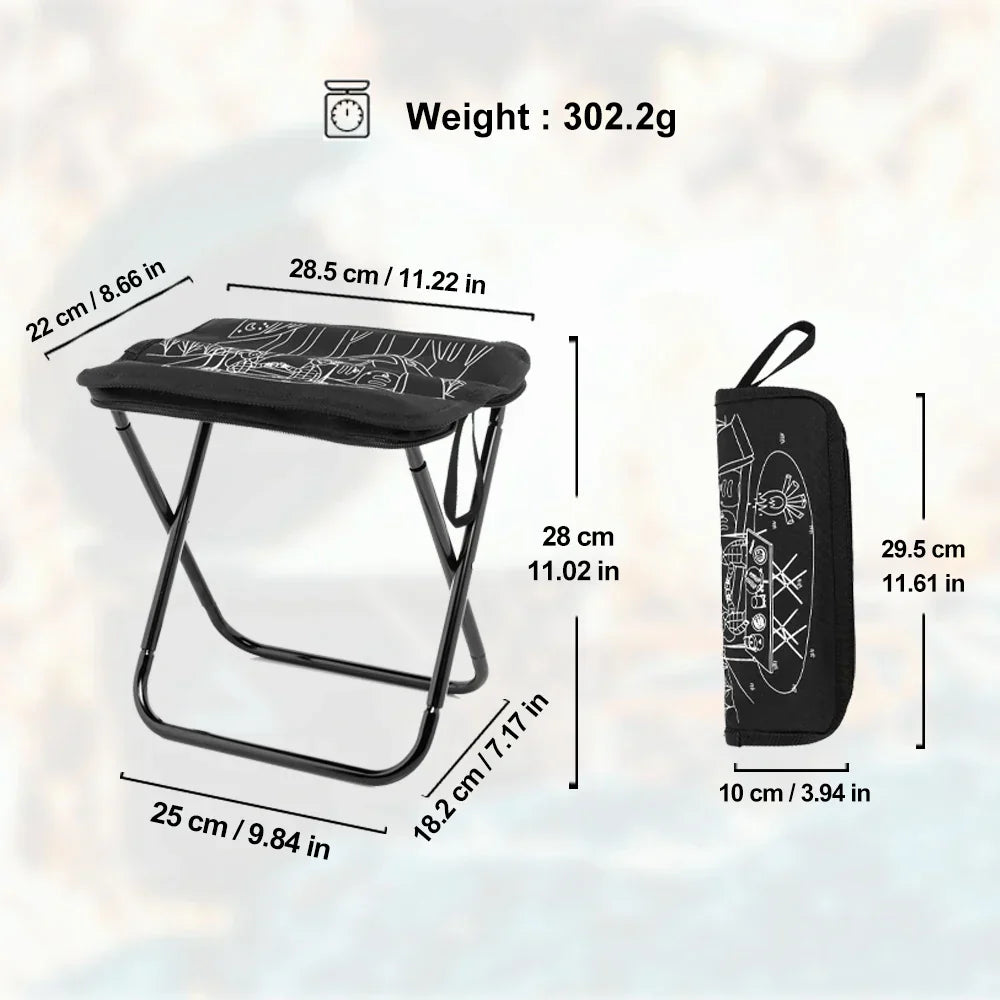 Lightweight Foldable Camping Stool with Zipper Storage for Outdoor Fishing