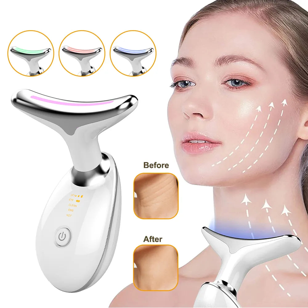 EMS Neck Face Lifting Massager - LED Photon Therapy, Wrinkle Remover ES-1081