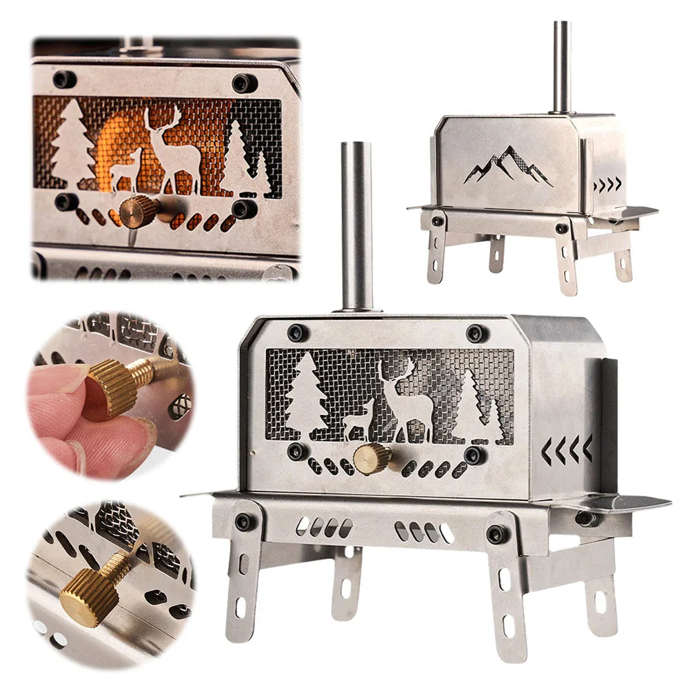 Mini Folding Charcoal Stove Fire Heater And Incense Burner Silver