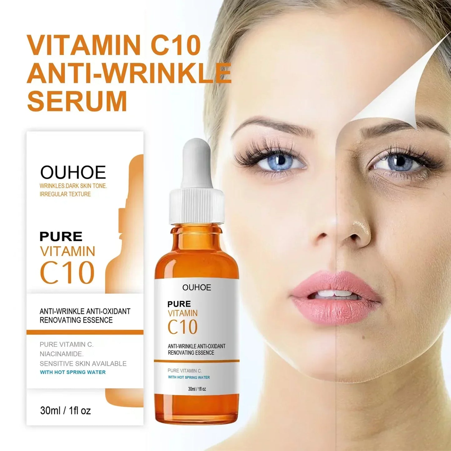 Wrinkle Remover Face Serum - Lifting, Firming, Anti-Aging Essence with Vitamin C
