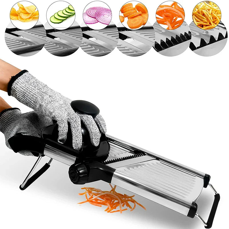 Adjustable Slicer Stainless Steel Vegetable Cutter Chopper Black