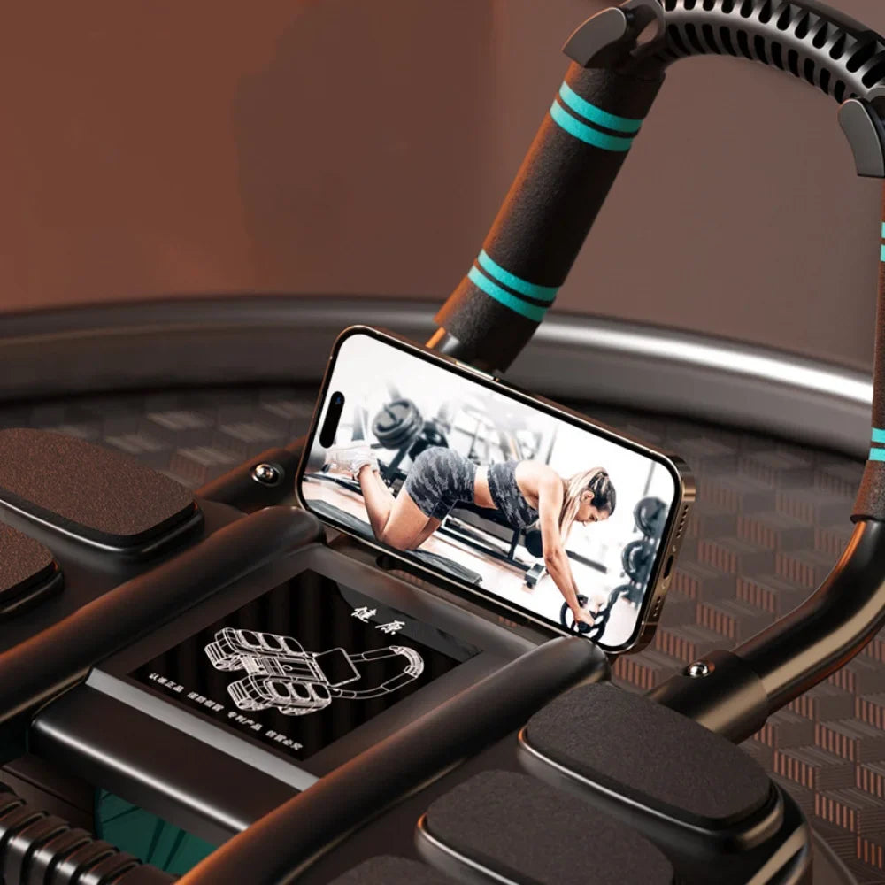 Six-Wheel Abdominal Exercise Roller Automatic Rebound Black