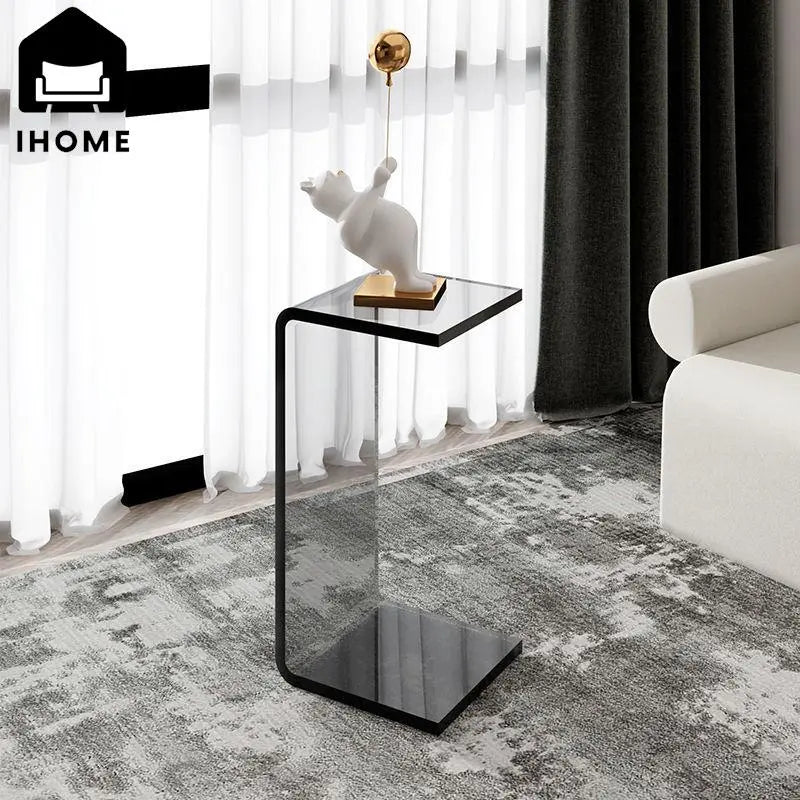 Contemporary Gray Acrylic Small Side Table - Elegant Accent for Modern Living Spaces