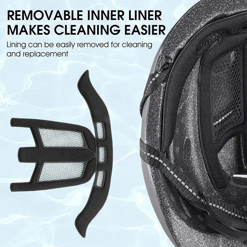 Ultralight Cycling Helmet with Magnetic Goggles LED Taillight Titanium