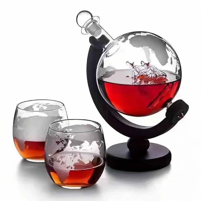 Globe Whiskey Decanter Set Lead-Free Glass Carafe