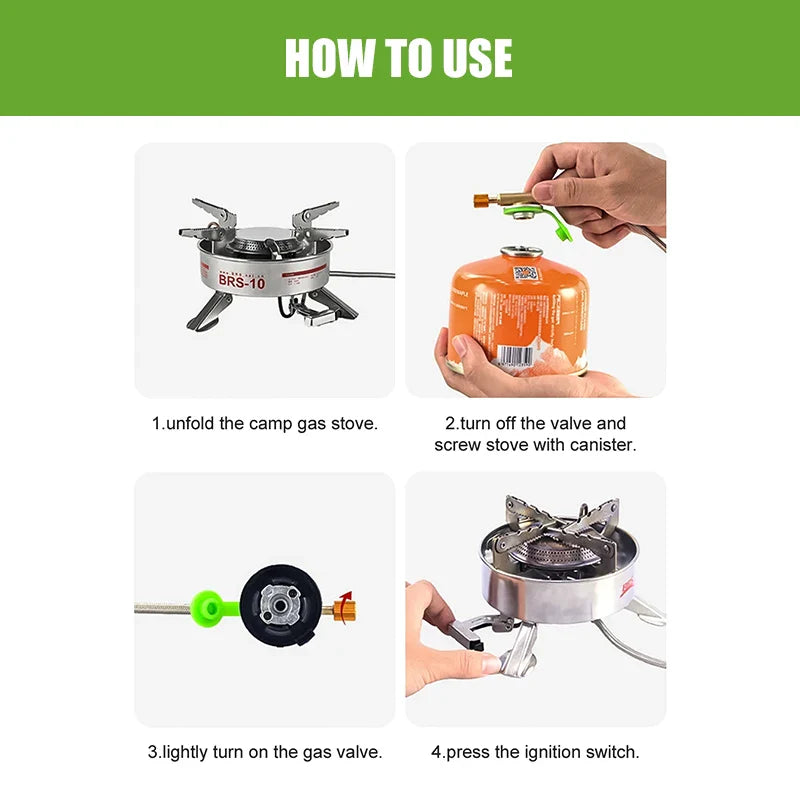 1940W Strong Firepower Folding Camping Gas Stove Silver