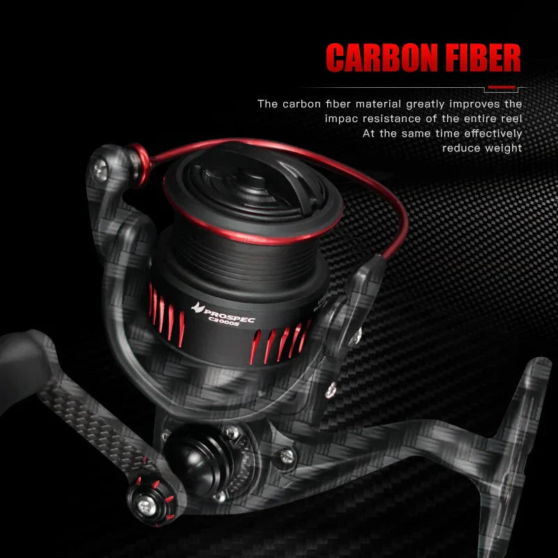 Ultralight Carbon Fiber Spinning Reel 9kg Max Drag Black