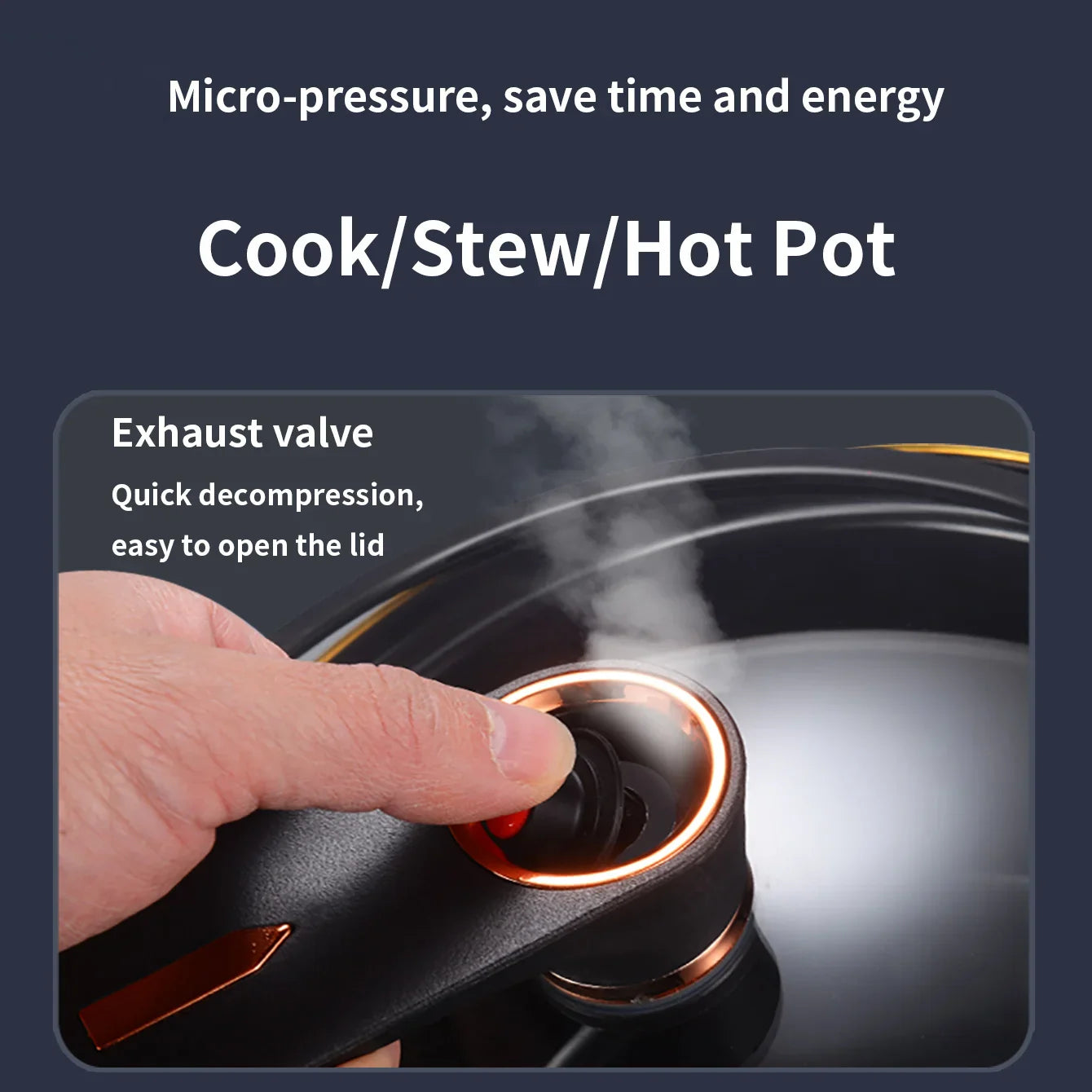 7L Micro-Pressure Non-Stick Stew Pot Large Capacity Cookware Black