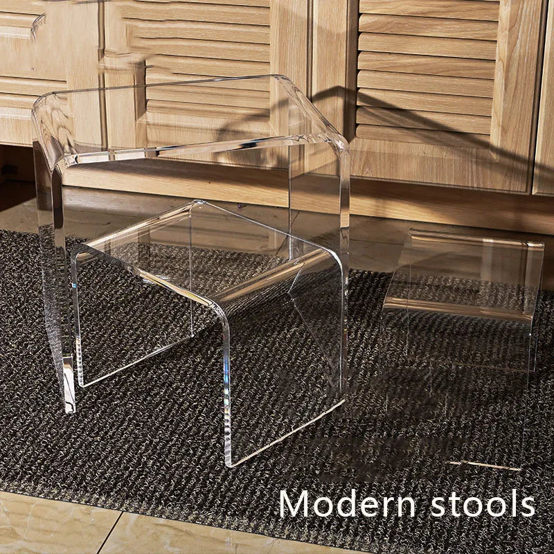 Transparent Acrylic Mini Side Table & Shoe Changing Stool - Middle Color