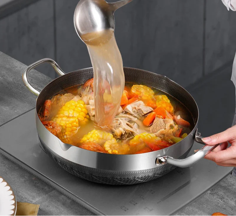 30cm Stainless Steel Non-Stick Frying Pan with Glass Lid Silver