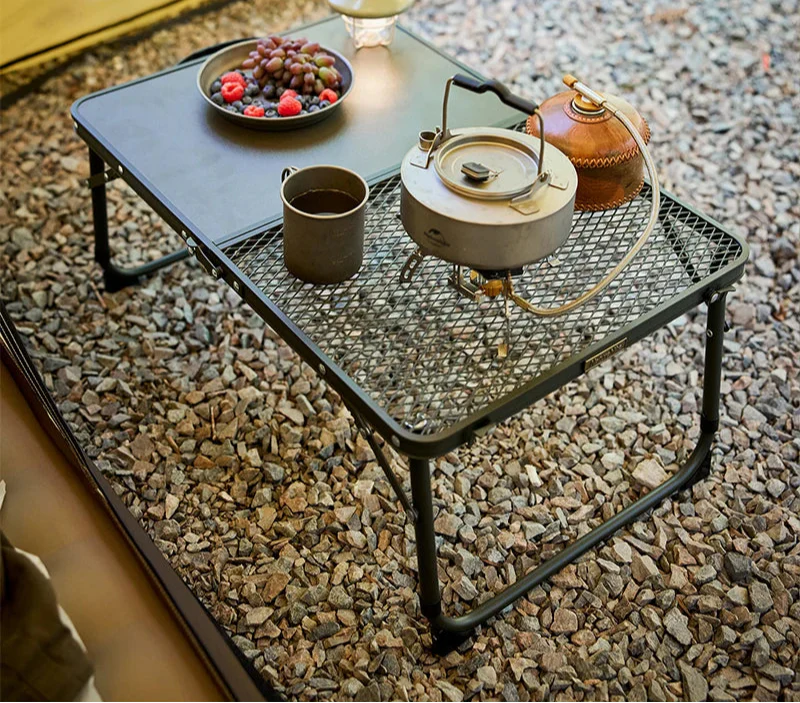 Ultralight Folding Camping Table Adjustable Height Outdoor Desk Green