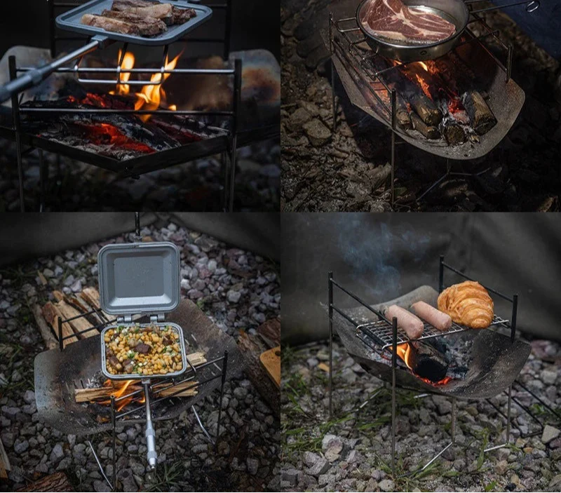 Portable Stainless Steel Folding BBQ Grill Stove Silver