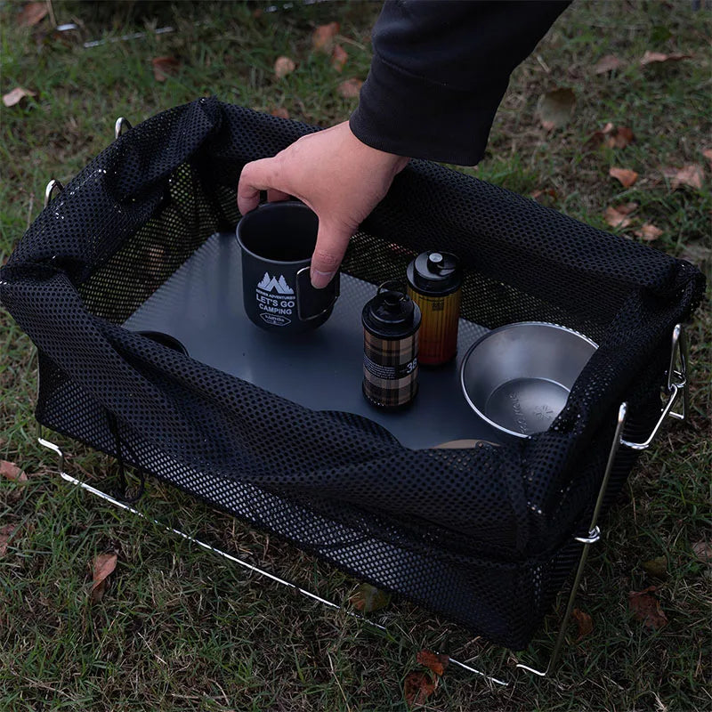 Outdoor Tactical Camping Storage Basket Black