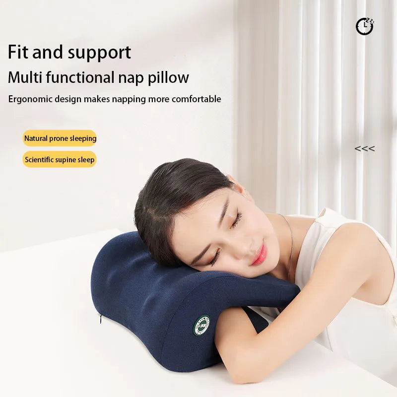 Orthopedic Memory Foam Nap Pillow Neck Support Desk Pillow Blue