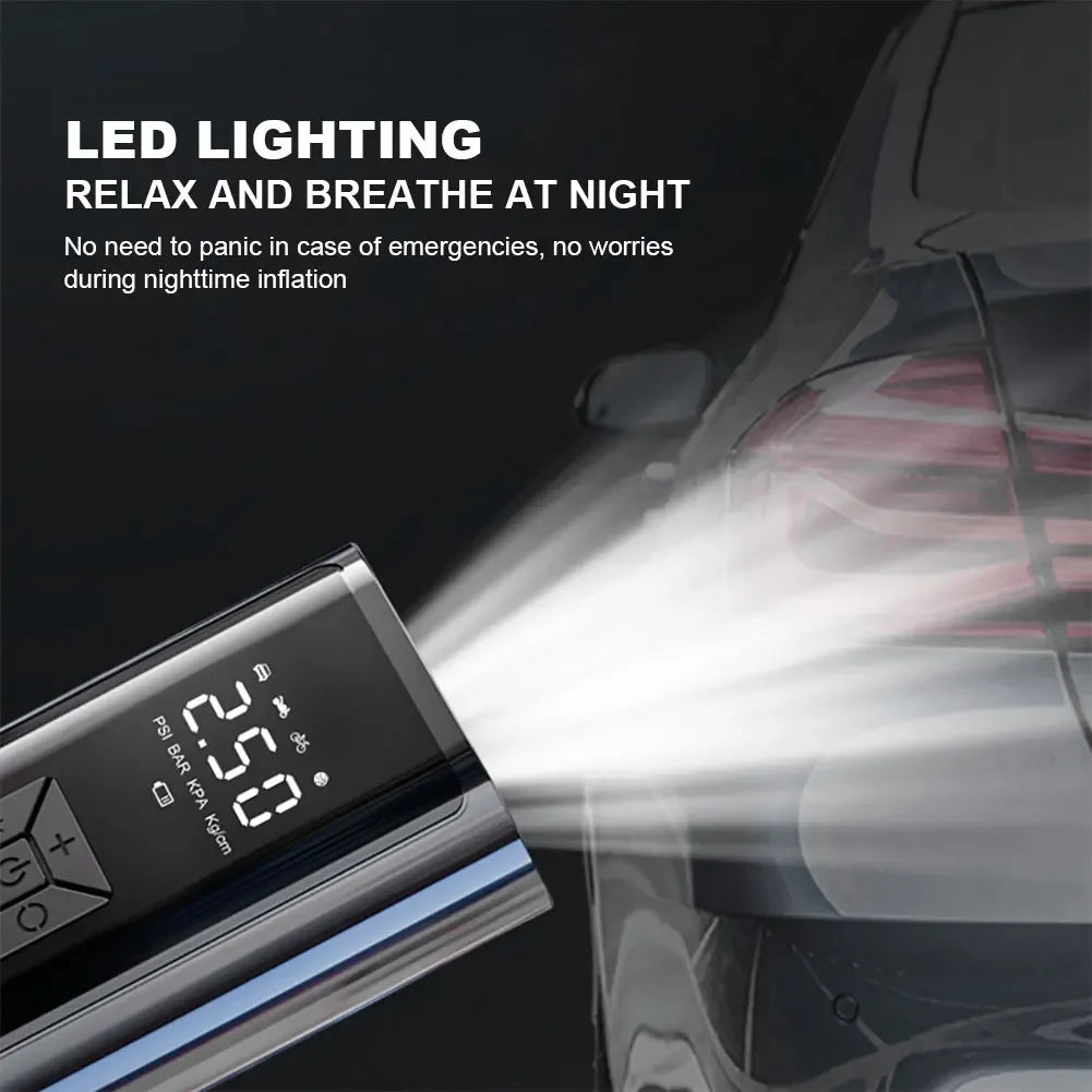 120W Wireless Handheld Air Compressor Portable Digital Tire Inflator Black