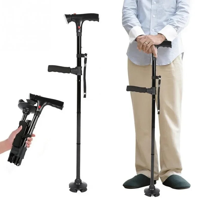 Collapsible Telescopic Folding Cane with LED Light and Alarm