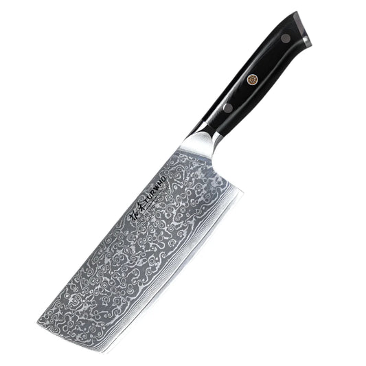 Professional 7-Inch Damascus Steel Meat Cleaver VG10 Core Black