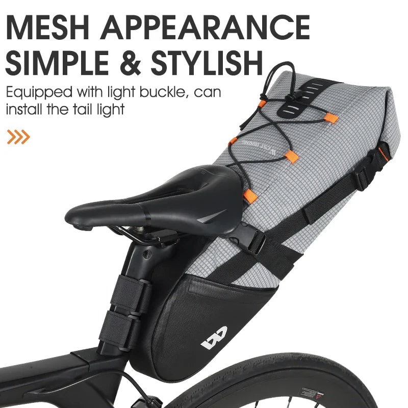Waterproof 10L Reflective Bike Saddle Bag Gray