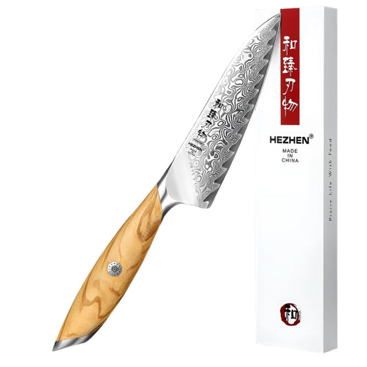 Flagship Series 5-Inch Utility Knife 73-Layer Powder Damascus Steel Brown