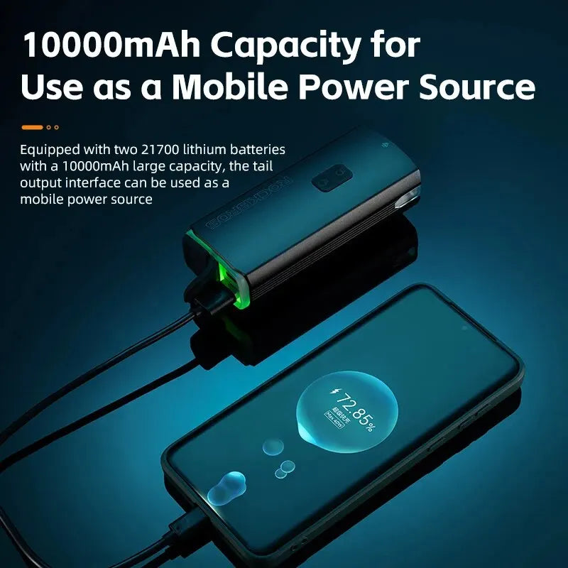 3000LM Bike Headlight 10000mAh Power Bank Black