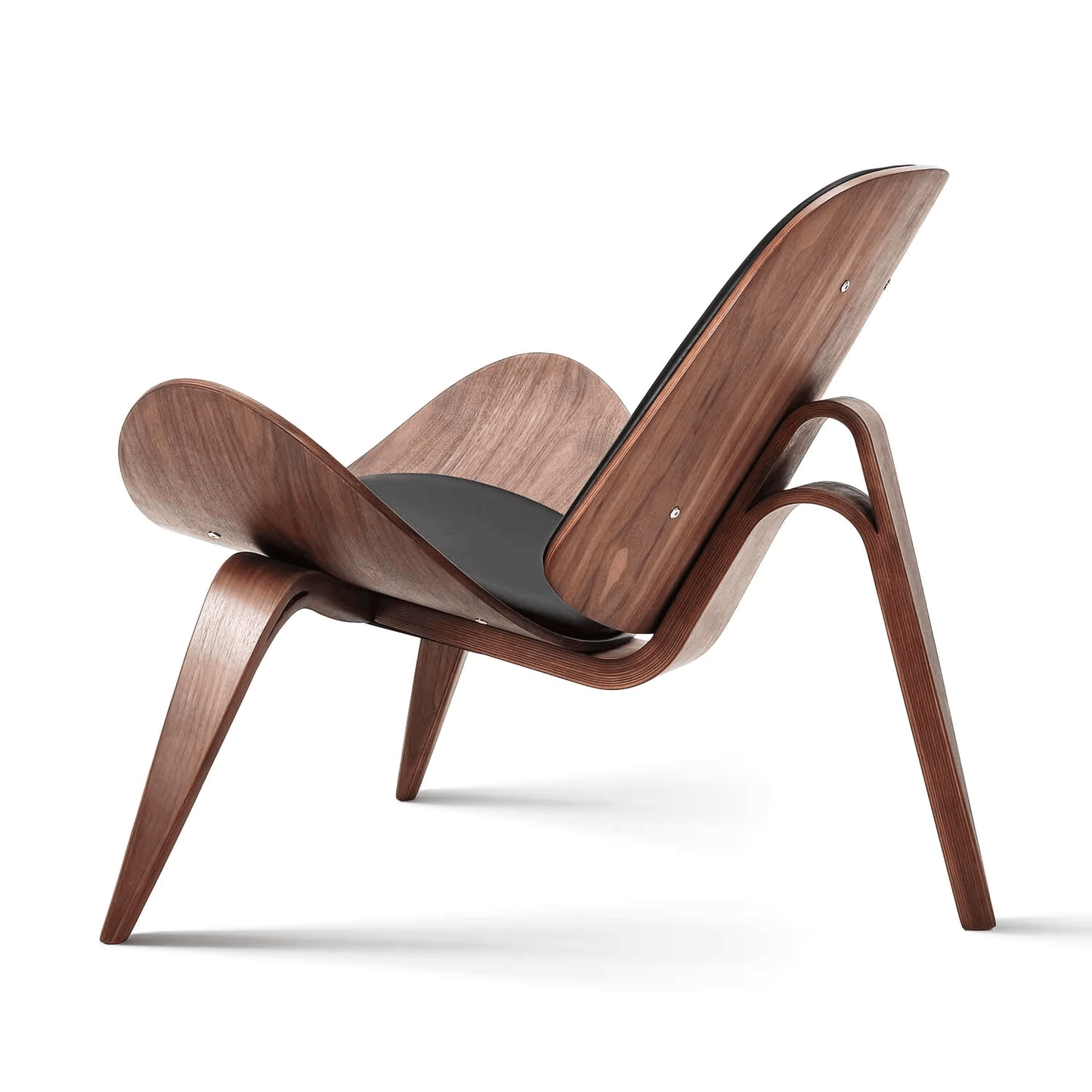 Mid-Century Modern Nordic Design Shell Chair in Black Walnut