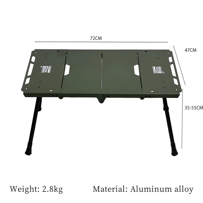 Lightweight Folding Camping Table with Side Furnace Rack Green