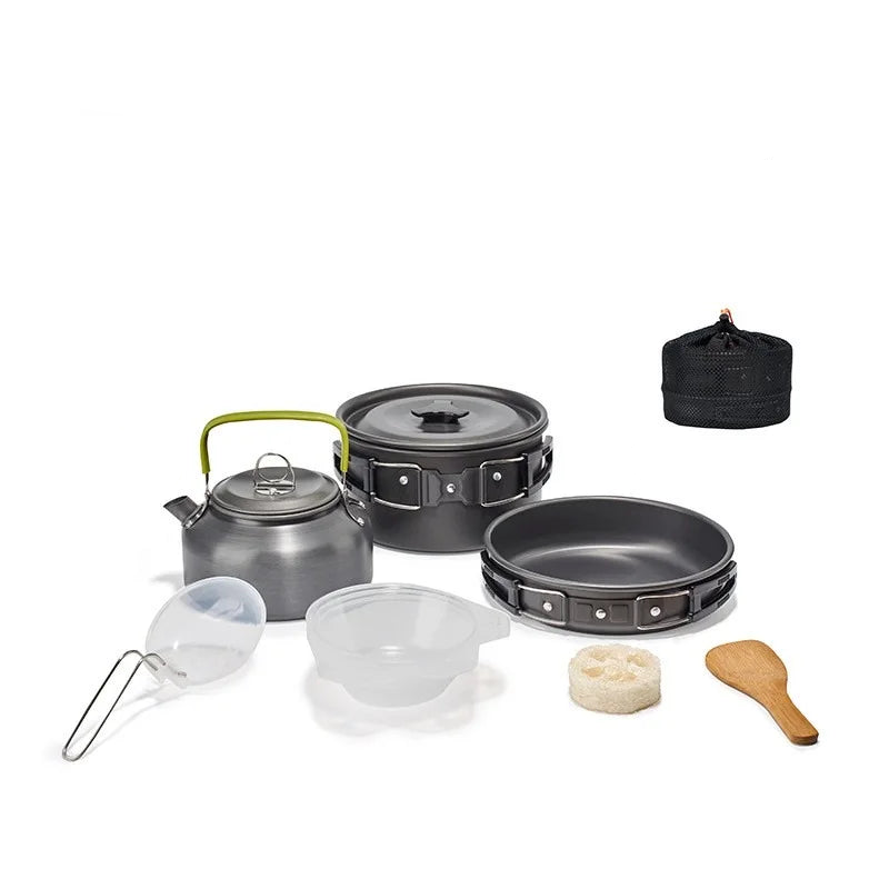 Camping Cookware Set for 1-3 Persons Black