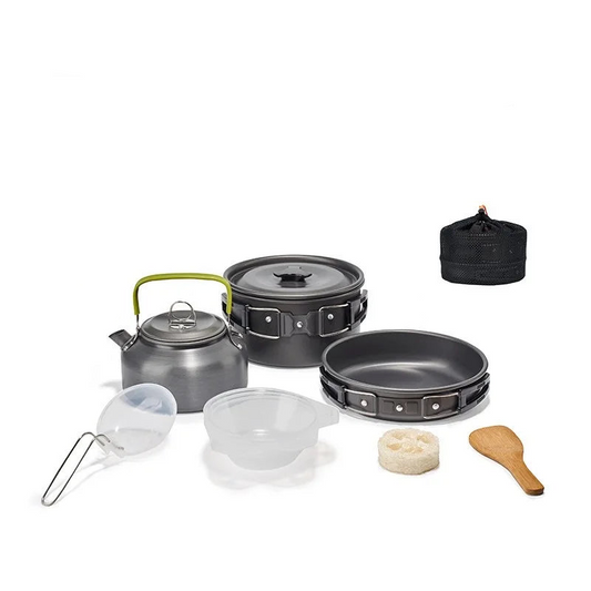 Camping Cookware Set for 1-3 Persons Black