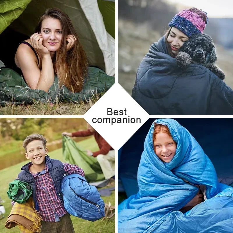 4-Season Waterproof Sleeping Bag Envelope-Style Green