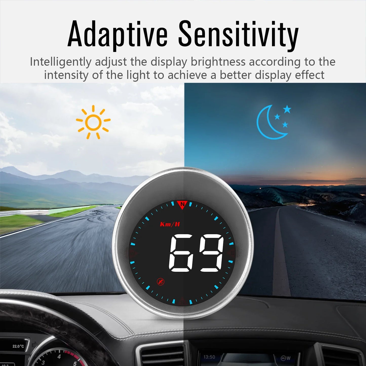 Universal GPS Head-Up Display–Digital Speedometer Black