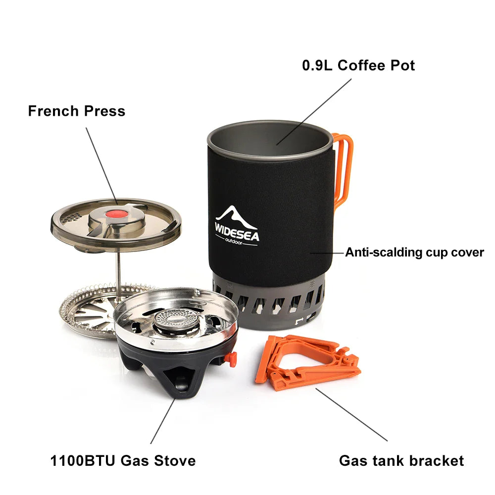 All-in-One Camping Cooking System with Heat Exchanger Black