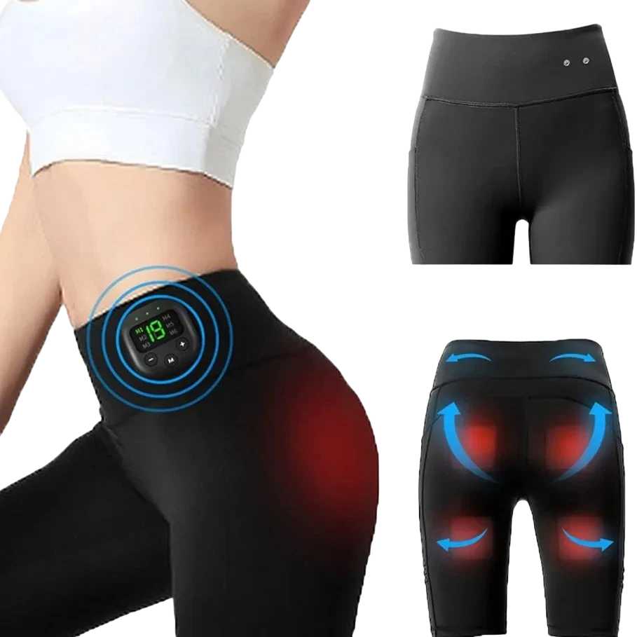 EMS Muscle Stimulator High Waist Yoga Shorts – 8 Modes, 19 Intensity Levels XL