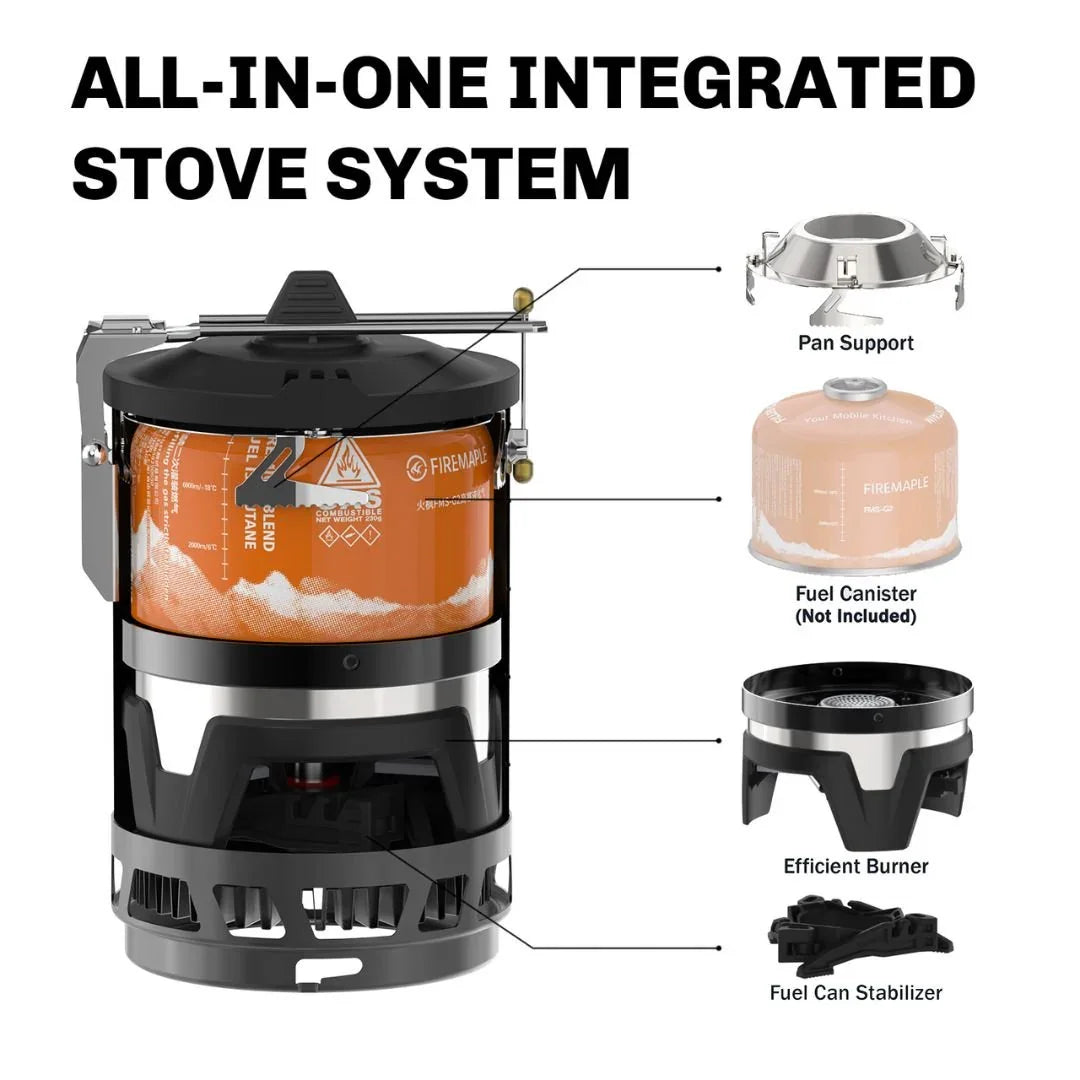 All-in-One Camping Stove with Piezo Ignition Black